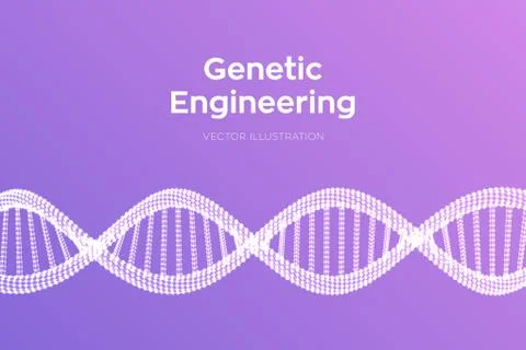 DNA sequence. Wireframe DNA molecules structure mesh. DNA code editable templ Illustrazione stock