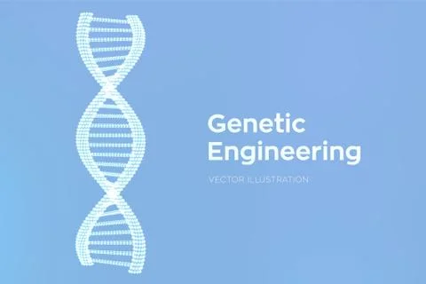 DNA sequence. Wireframe DNA molecules structure mesh. DNA code editable templ Illustrazione stock