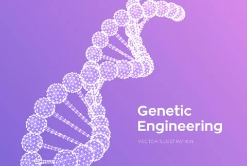 DNA sequence. Wireframe DNA molecules structure mesh. DNA code editable templ Illustrazione stock