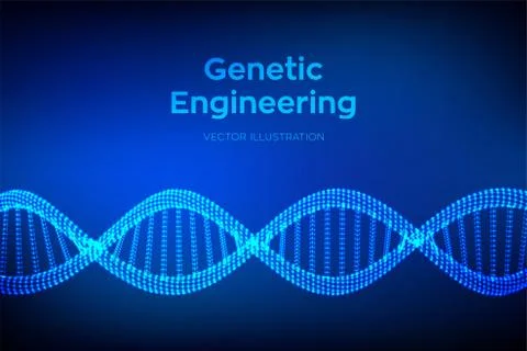 DNA sequence. Wireframe DNA molecules structure mesh. DNA code editable template Illustrazione stock