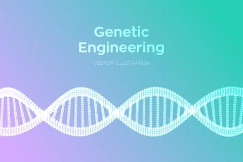 DNA sequence. Wireframe DNA molecules structure mesh. DNA code editable templ 스톡 일러스트