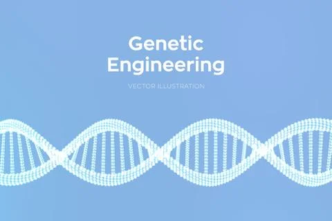 DNA sequence. Wireframe DNA molecules structure mesh. DNA code editable templ Illustrazione stock