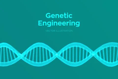 DNA sequence. Wireframe DNA molecules structure mesh. DNA code editable templ Illustrazione stock