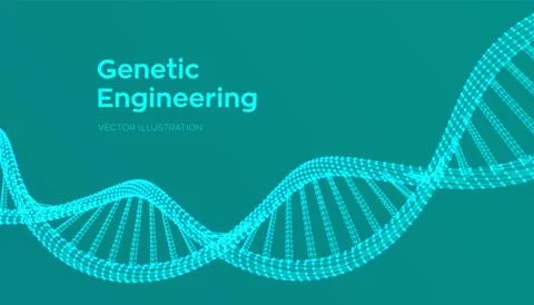 DNA sequence. Wireframe DNA molecules structure mesh. DNA code editable templ Illustrazione stock