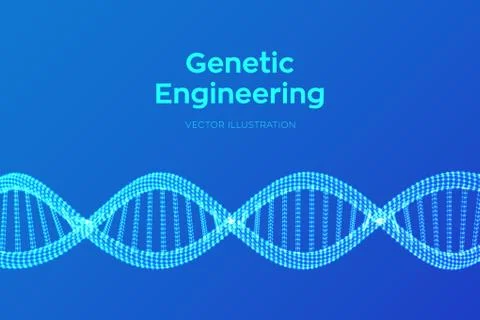 DNA sequence. Wireframe DNA molecules structure mesh. DNA code editable templ 스톡 일러스트