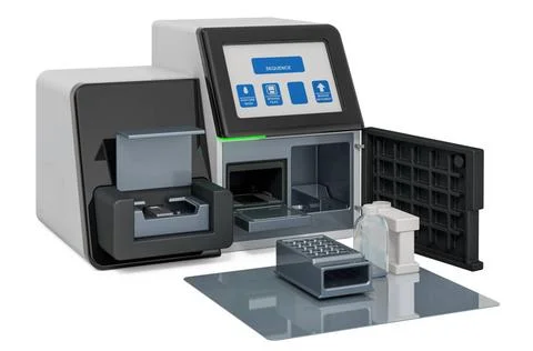 DNA sequencer, 3D rendering DNA sequencer, 3D rendering isolated on white ... Stock Photos