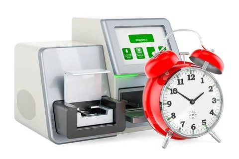 DNA sequencer with alarm clock, 3D rendering イラスト素材
