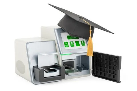 DNA sequencer with graduation hat. 3D rendering Stock Illustration