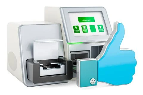 DNA sequencer with like icon. 3D rendering Stock Illustration