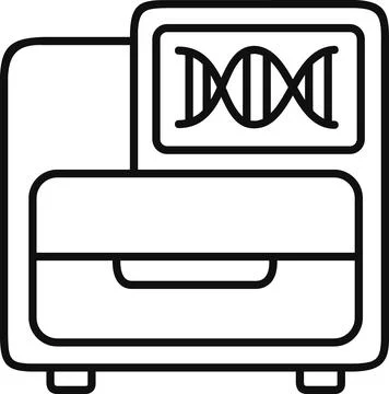 DNA sequencer machine laboratory line art icon Stock Illustration