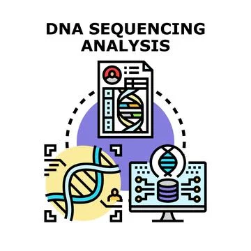 Dna sequencing analysis generating genetic data and medical reports Stock Illustration