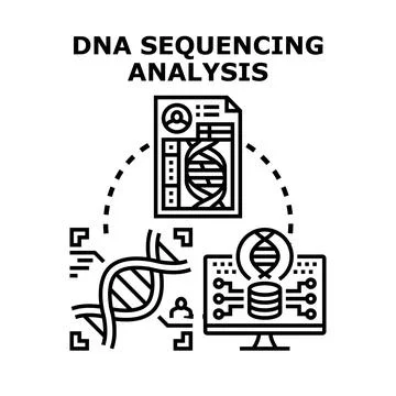 Dna sequencing analysis generating genetic data and medical reports Stock Illustration
