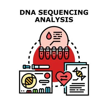 Dna sequencing analyzing genetic information for research Stock Illustration