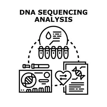 Dna sequencing analyzing genetic information for research Stock Illustration