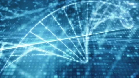 DNA Sequencing Technology Background with Cyber Data Network Stock Footage 336297693