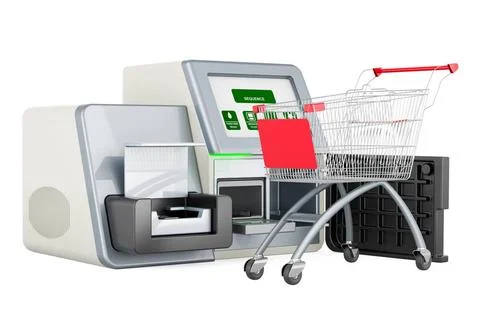 DNA-Sequenzer mit Einkaufswagen. 3D-Rendering DNA sequencer with shopping ... Stock Photos