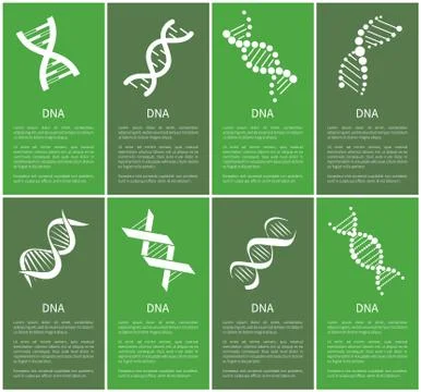 DNA Set of White Spirals Isolated on Blue Backdrop Stock Illustration
