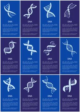 DNA Set of White Spirals Isolated on Blue Backdrop Stock Illustration