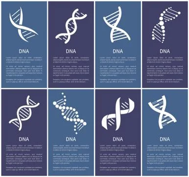 DNA Set of White Spirals Isolated on Blue Backdrop Stock Illustration