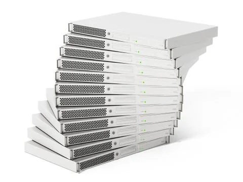 DNA shaped data server units isolated on white background. 3D illustration Stock Illustration