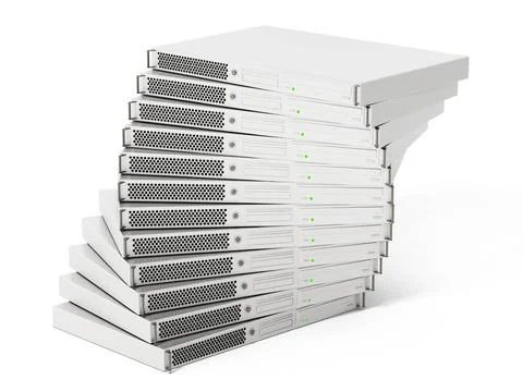DNA shaped data server units isolated on white background. 3D illustration... Stock Photos