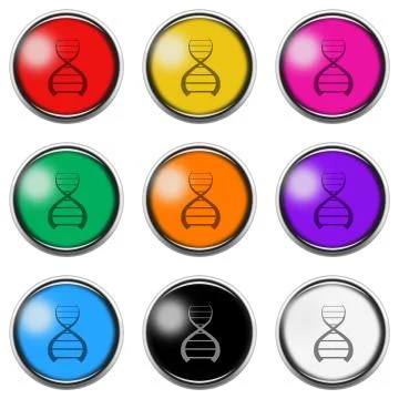 DNA sign button icon set isolated on white with clipping path 3d illustration Illustrazione stock