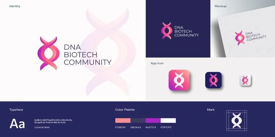DNA Spiral Abstract Vector Sign Symbol Logo Template. Concept Identity Guide Stock Illustration