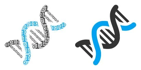 DNA Spiral Collage of Binary Digits Illustrazione stock