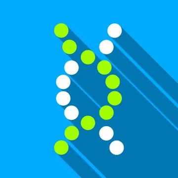 DNA Spiral Flat Long Shadow Square Icon 스톡 일러스트