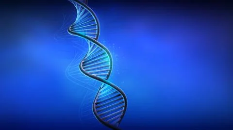 DNA spiral model on blue background, 3D render. イラスト素材