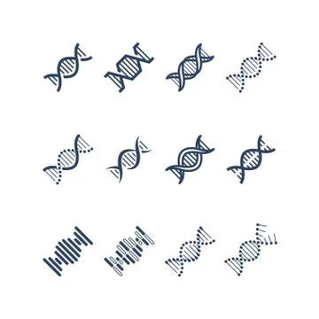Dna spiral molecule structure vector icons. Genetics research and chromosome Stockillustratie
