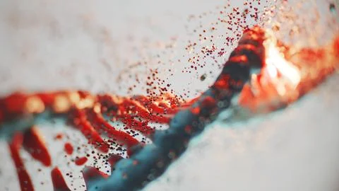 The DNA spiral, the movement of molecules in the microcosm, the evolution of Illustrazione stock