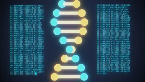 DNA spiral shape molecule decoding on lcd screen seamless loop animation Video stock 111423029