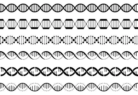 Dna spirals seamless pattern. Genetics helix borders, gene chains graphic Stockillustratie
