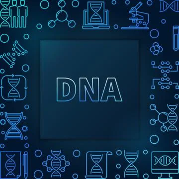 DNA square blue linear frame - vector illustration Illustrazione stock