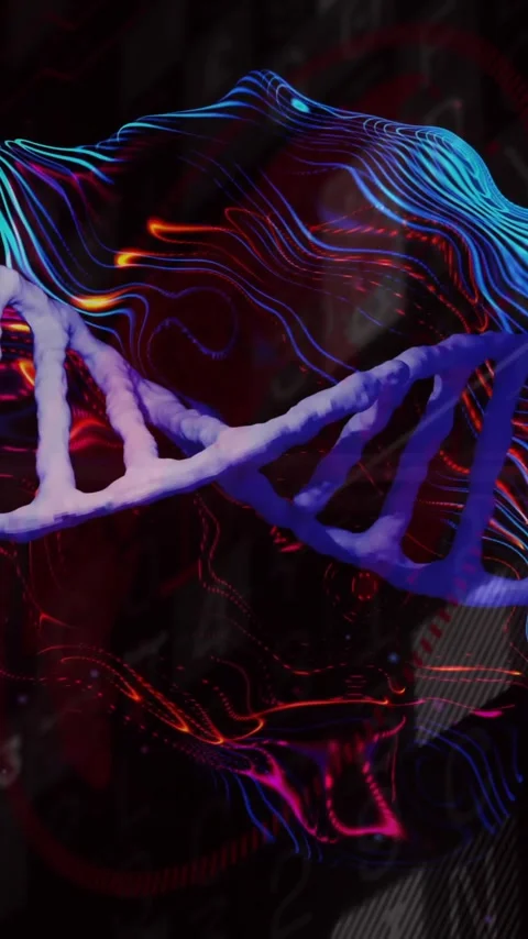 DNA strand and abstract shapes animation over digital data background Stock Footage 341977019