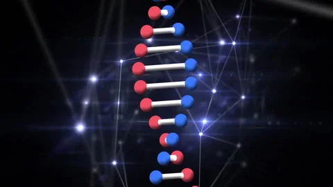 DNA strand and binary coding in scientific data processing animation in school Stock Footage 303840725