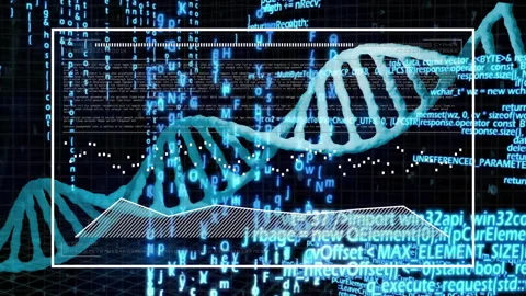 DNA strand and binary coding, scientific data processing animation Stock Footage 305726005