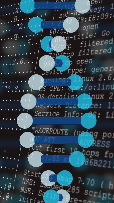 DNA strand and binary coding, scientific data processing animation Stock Footage 341976274