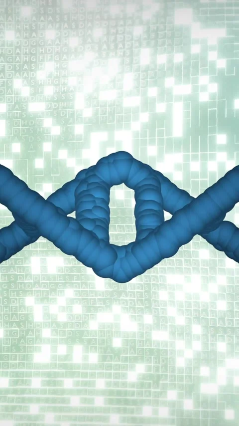 DNA strand and binary coding, scientific data processing animation Stock Footage 342015593