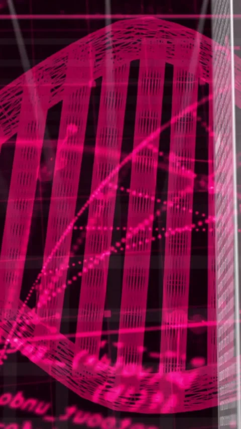 DNA strand and binary coding, scientific data processing animation Video stock 342954277