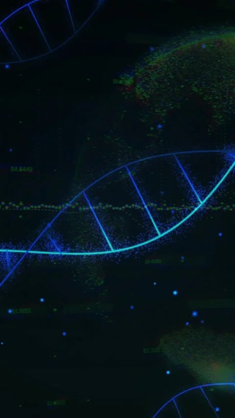 DNA strand and binary coding, scientific data processing animation Stock-Footage 342954377