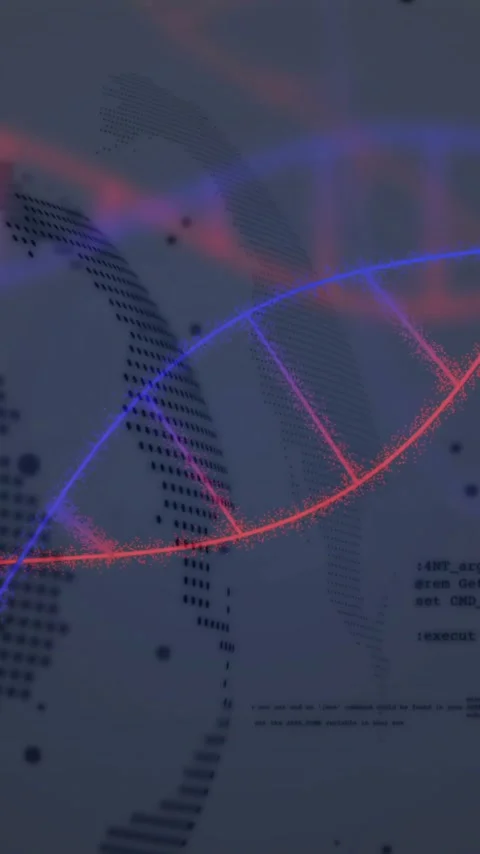 DNA strand and binary coding animation over world map and data processing Video stock 342954381