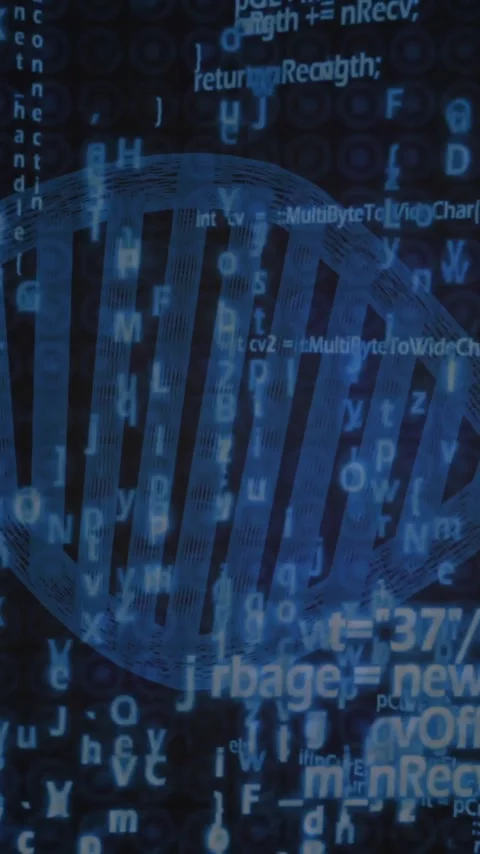 DNA strand and binary coding, scientific data processing animation Stock-Footage 343645478