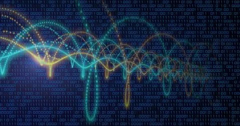 DNA strand and binary coding, scientific data processing image イラスト素材
