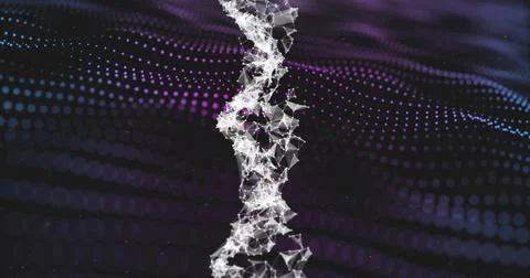 DNA strand and binary coding, scientific data processing image Stock Photos