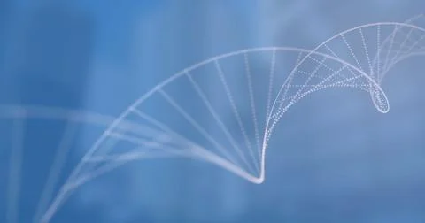 DNA strand and binary coding, scientific data processing image Stock Photos