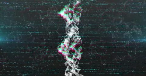 DNA strand and binary coding, scientific data processing image Stock Photos
