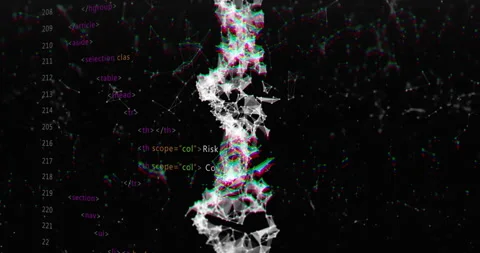 DNA strand and coding animation over digital data and programming text Stock Footage 306507780