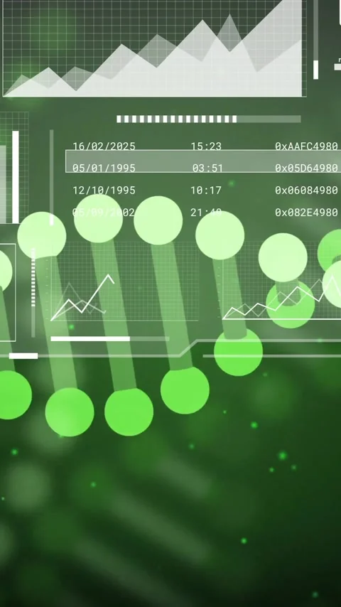 DNA strand and data charts animation over digital interface background Stock Footage 319811097